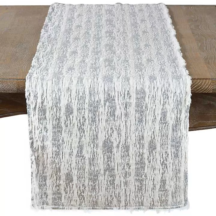 Online Faux Fur Brushed Metallic Foil Table Runner Table Linens