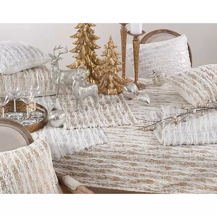 Online Faux Fur Brushed Metallic Foil Table Runner Table Linens