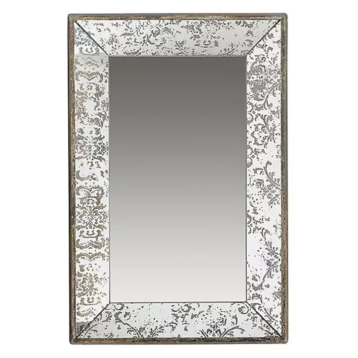 New Silver Floral Rectangle Wood Wall Mirror Decorative Mirrors