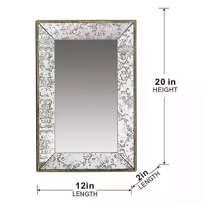 New Silver Floral Rectangle Wood Wall Mirror Decorative Mirrors