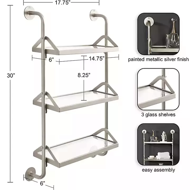 Cheap Metal and Glass 3-Tier Wall Shelf Shelves