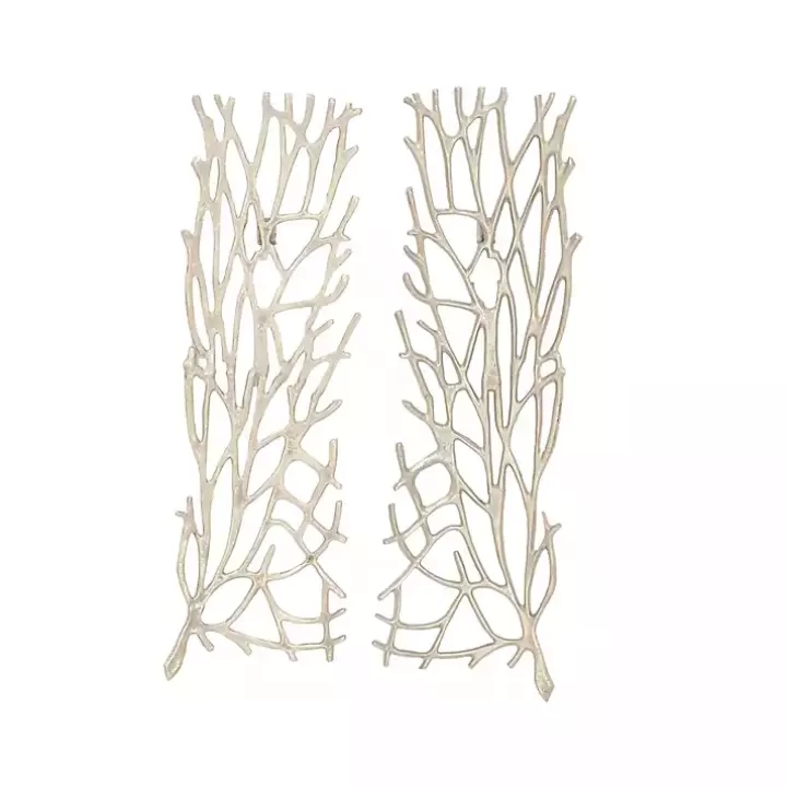 Clearance Metal Coral Panel Wall Plaques, Set of 2 Wall Plaques