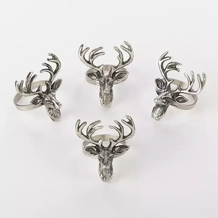 New Reindeer Head Napkin Rings, Set of 4 Table Linens