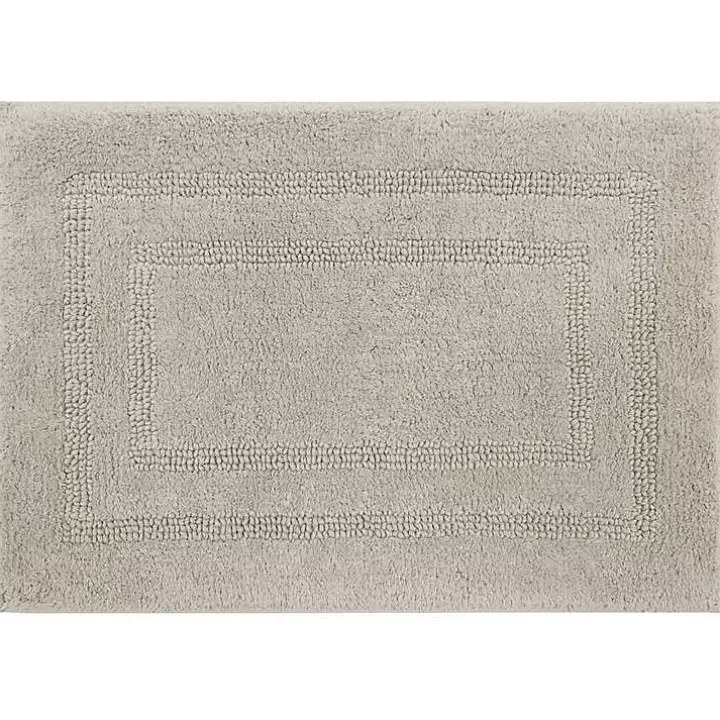 Discount Silver Reversible Cotton Bath Mat, 34 in. Bathroom Rugs