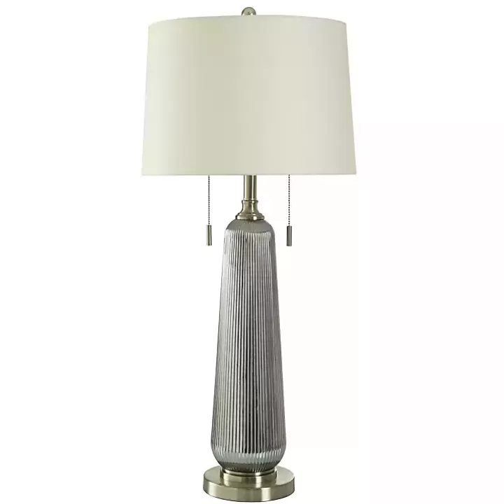 Shop Silver Ribbed Glass Table Lamp Table Lamps