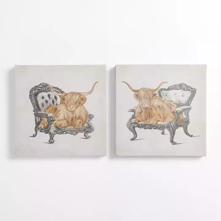 Outlet Sitting Pretty Cows Canvas Art Prints, Set of 2 Canvas Art