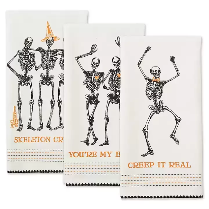 Store Skeletons Printed Assorted Dishtowels, Set of 3 Kitchen Accessories