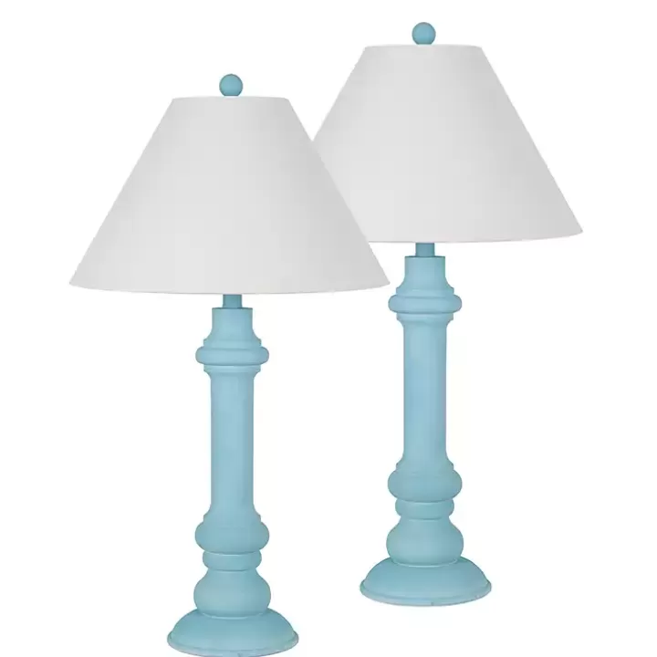 Online Sky Blue Coastal Ariel Table Lamps, Set of 2 Table Lamps