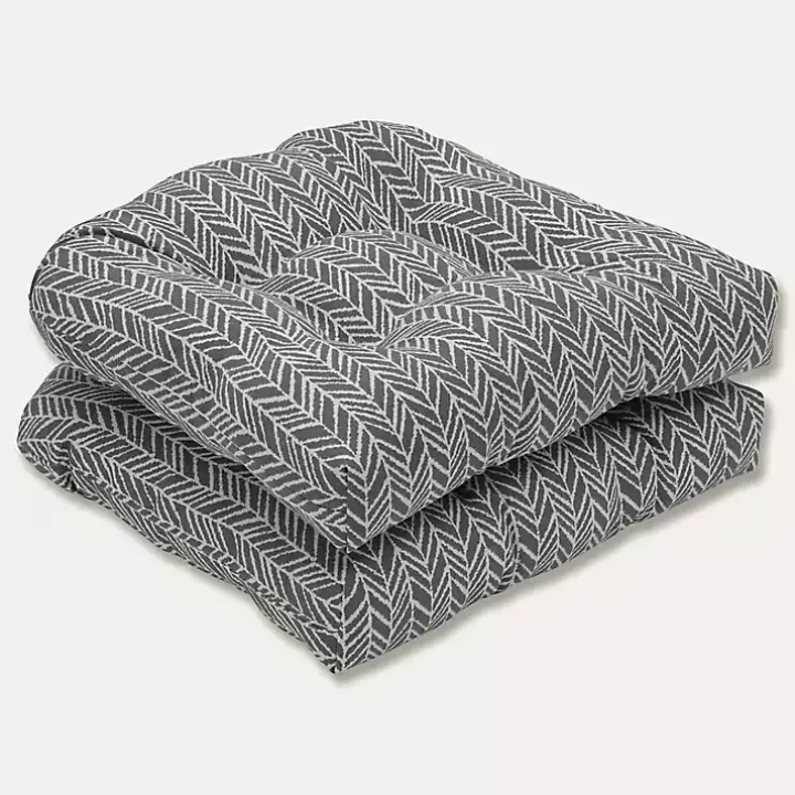 Cheap Slate Herringbone Outdoor Seat Cushions, Set of 2 Outdoor Cushions & Pillows