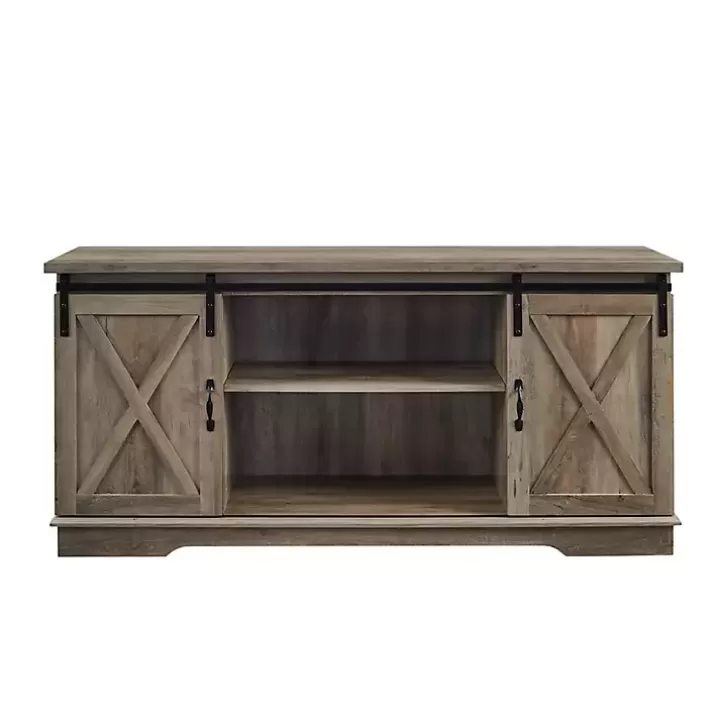 Sale Sliding Barn Door Open Shelf Wash TV Stand Tv Stands & Media Consoles