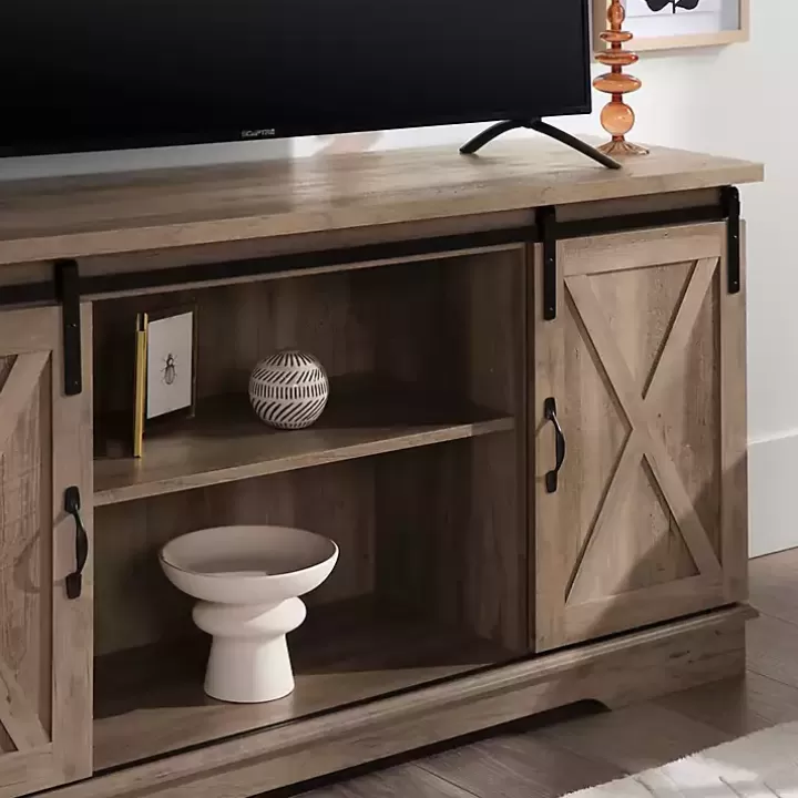 Sale Sliding Barn Door Open Shelf Wash TV Stand Tv Stands & Media Consoles