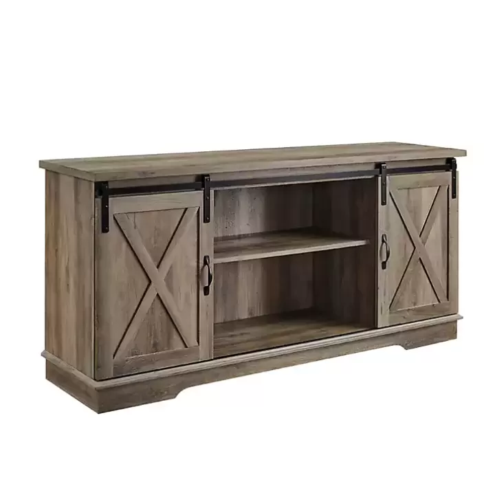 Sale Sliding Barn Door Open Shelf Wash TV Stand Tv Stands & Media Consoles