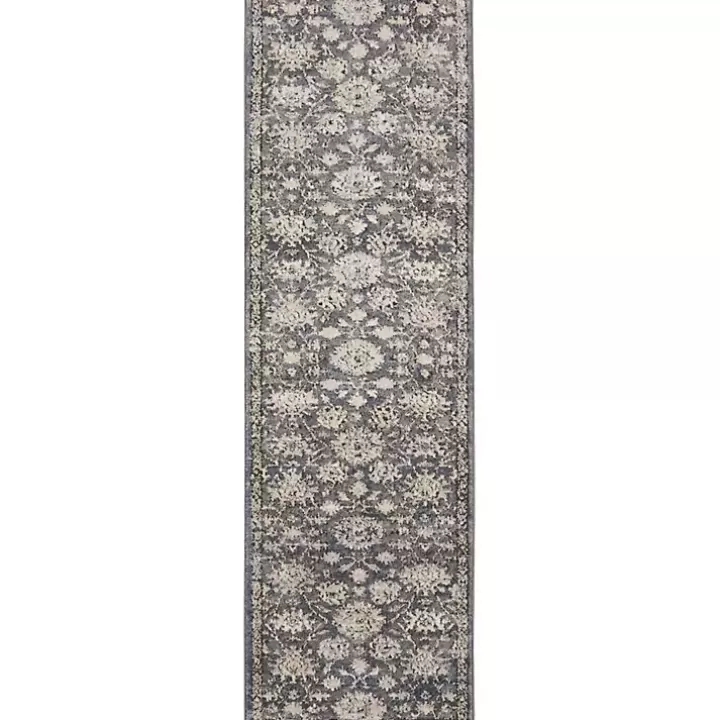 Online Smokey Blue and Ivory Floral Runner, 2x7 Area Rugs