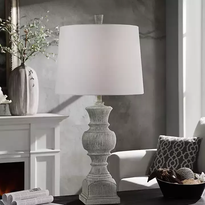 Online Smokey Slate Gray Baluster Grain Table Lamp Table Lamps