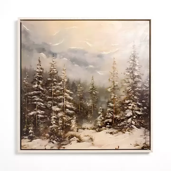 Best Snowy Forest at Dusk Framed Canvas Art Print Canvas Art