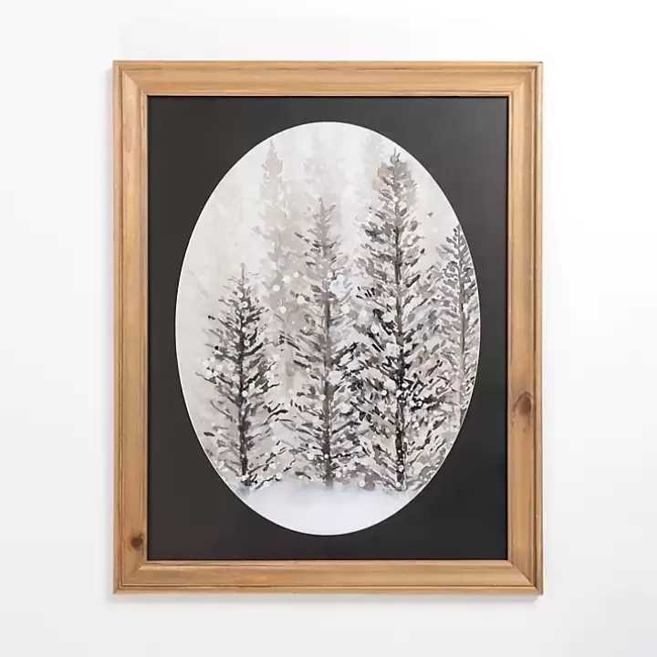 Clearance Snowy Trees Oval Framed Art Print Framed Art