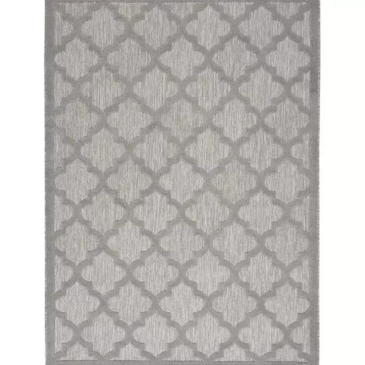 Store Soft Silver Trellis Outdoor Area Rug, 4x6 Outdoor Rugs