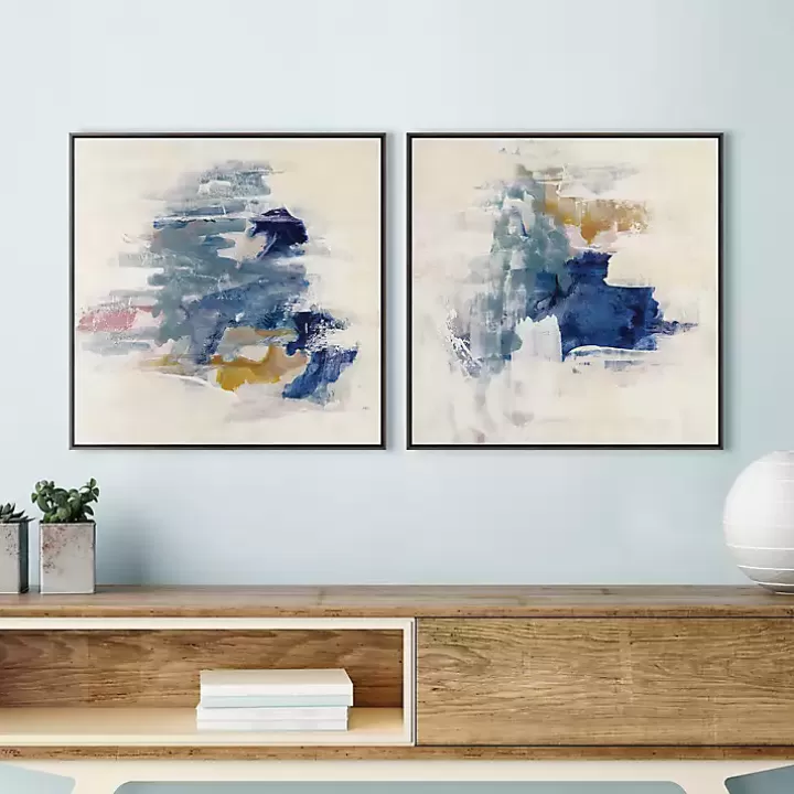 Discount Soft Teal Waves I & II Canvas Art Prints, Set of 2 Canvas Art