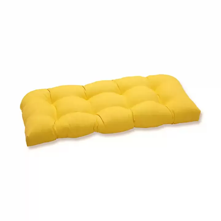 Online Solid Tufted Outdoor Settee Cushion Outdoor Cushions & Pillows