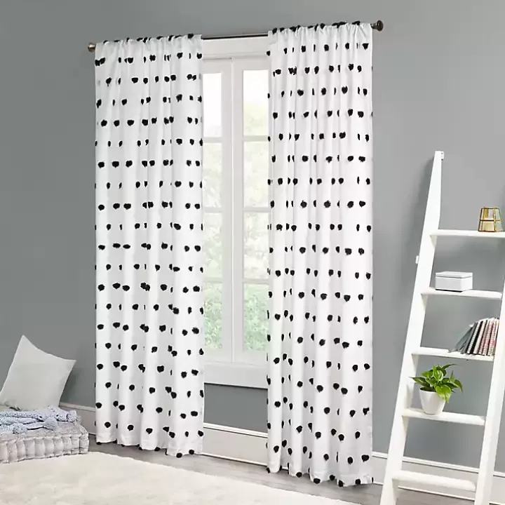 Discount Sophie Black Pom Pom Curtain Panel, 84 in. Curtains & Drapes