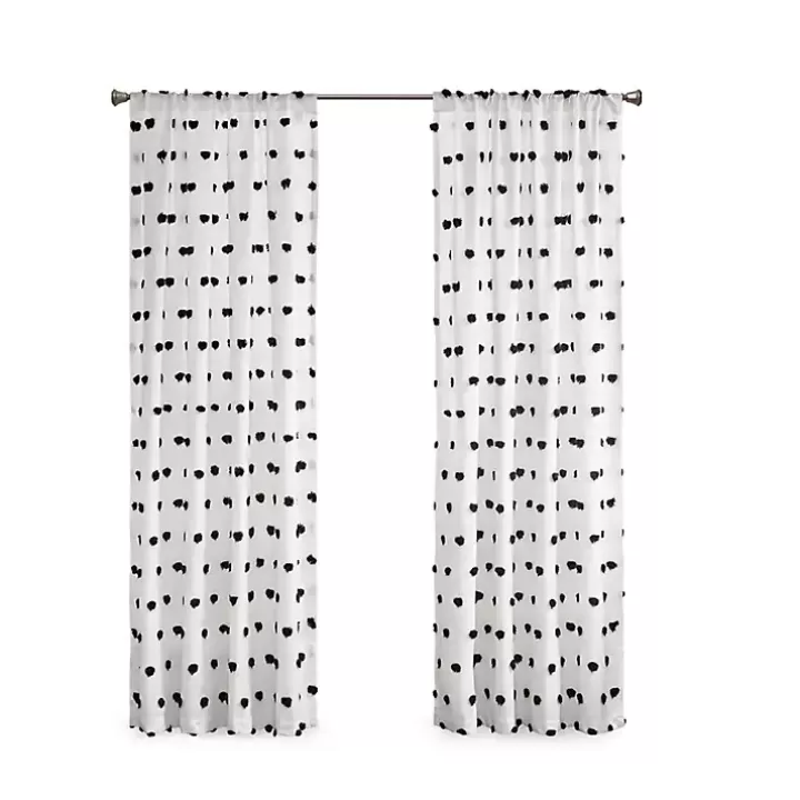 Discount Sophie Black Pom Pom Curtain Panel, 84 in. Curtains & Drapes