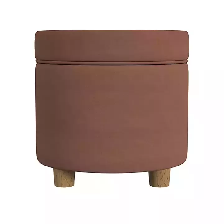 Shop Spice Round Velvet Storage Ottoman Benches & Ottomans