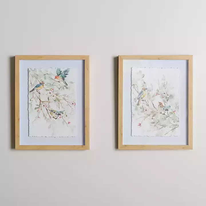 Shop Spring Birds on Branch Framed Art Prints, Set of 2 Framed Art