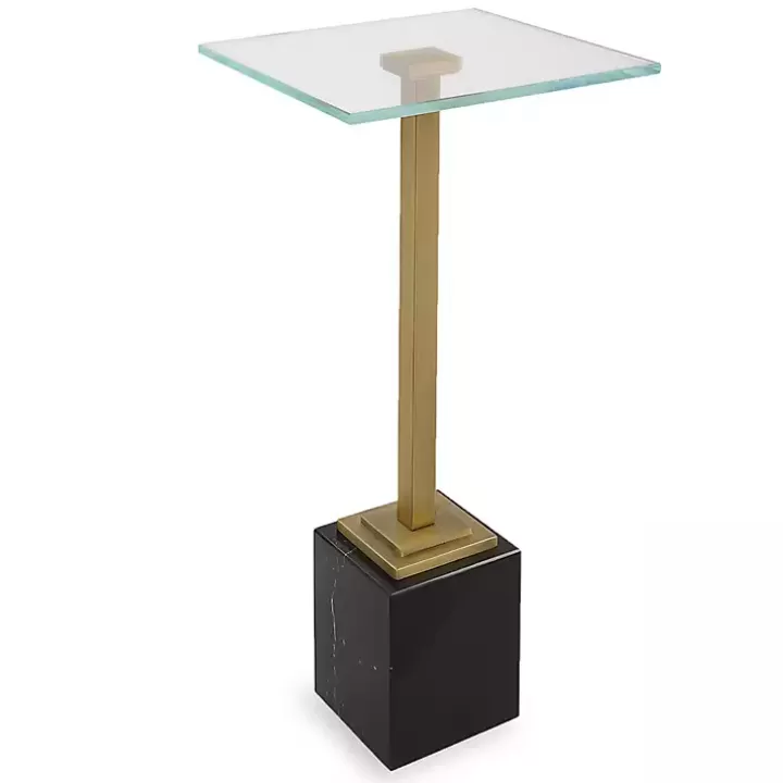 Cheap Square Glass and Marble Accent Table Accent & End Tables