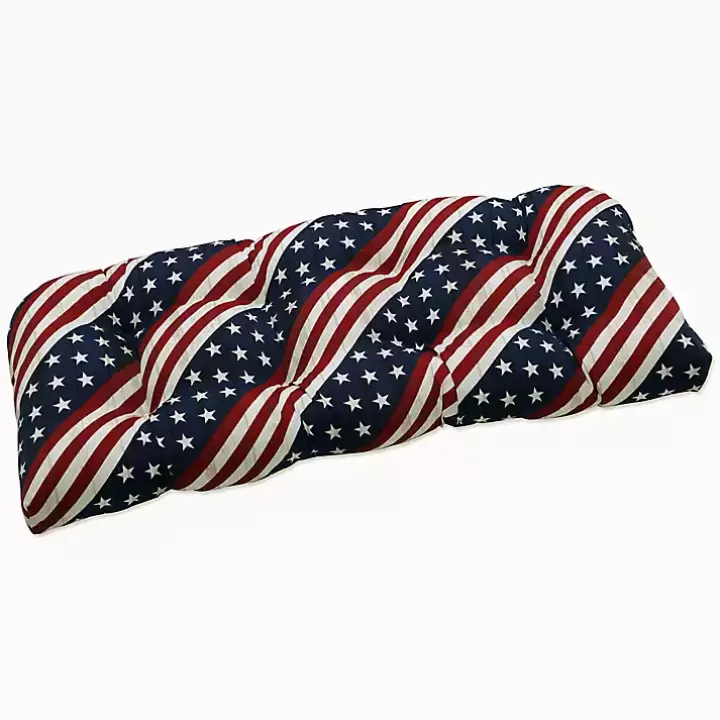 Best Sale Stars & Stripes Tufted Outdoor Bench Cushion Outdoor Cushions & Pillows