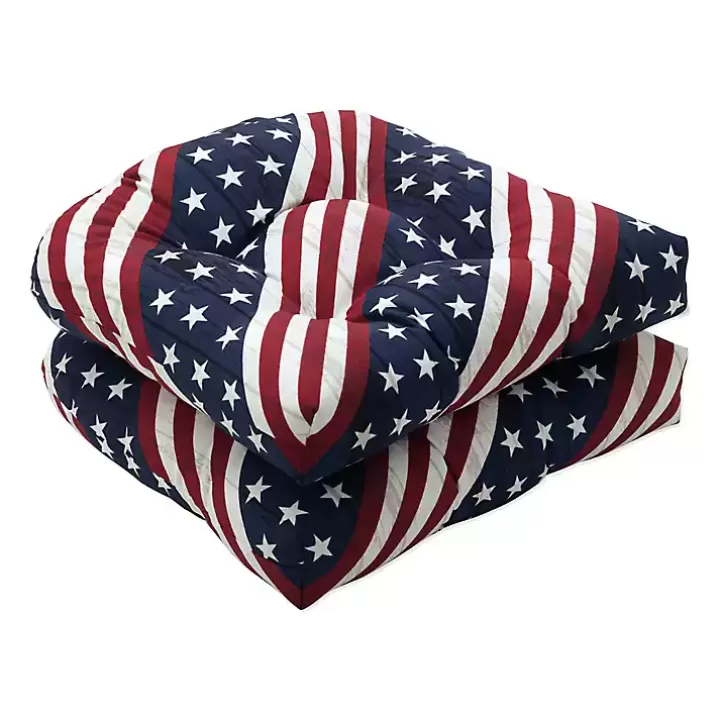 Outlet Stars & Stripes Tufted Outdoor Cushions, Set of 2 Outdoor Cushions & Pillows