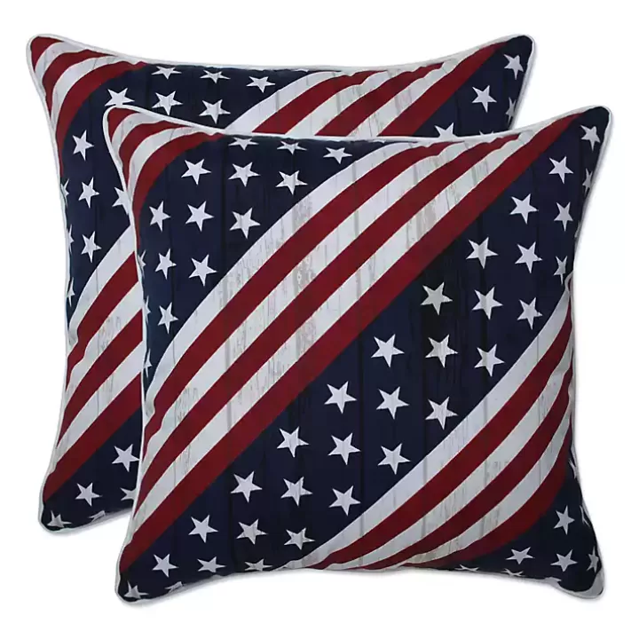 Clearance Stars and Stripes Outdoor Throw Pillows, Set of 2 Outdoor Cushions & Pillows