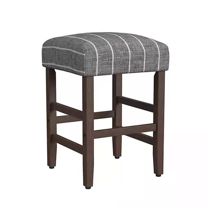 New Steel Blue and White Striped Backless Stool Bar Stools & Counter Height Stools