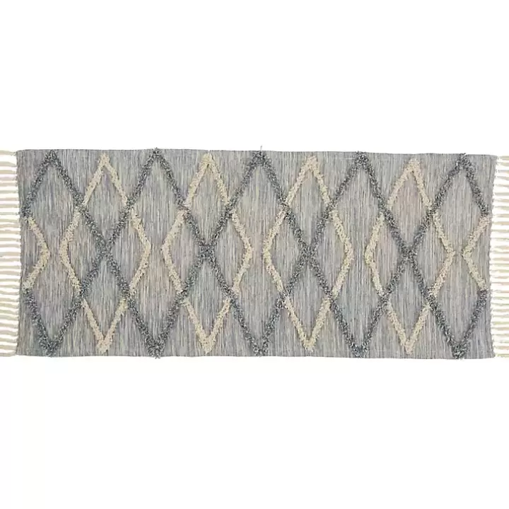 Outlet Steel Blue Raised Texture Chevron Runner, 2x6 Area Rugs