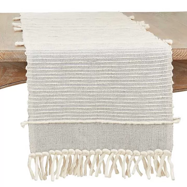 Flash Sale Striped Chunky Fringe Table Runner Table Linens