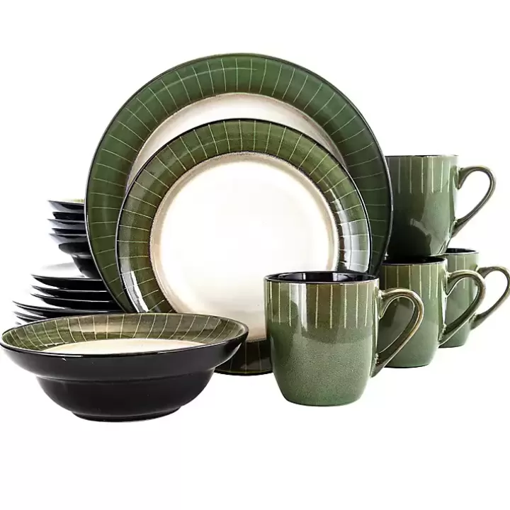 Outlet Striped Jade Trim 16-pc. Dinnerware Set Dinnerware