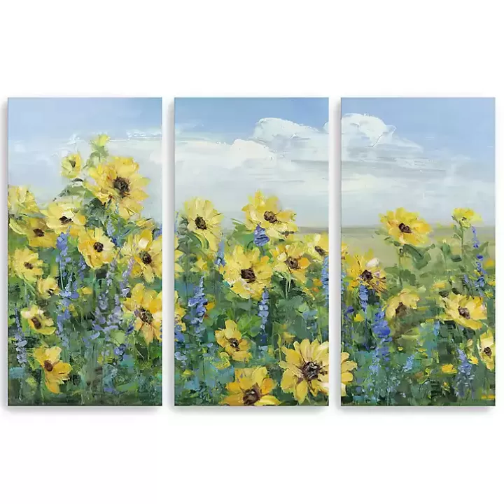 New Sunflowers Forever Canvas Art Prints, Set of 3 Canvas Art