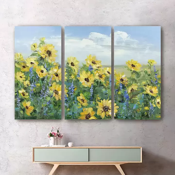 New Sunflowers Forever Canvas Art Prints, Set of 3 Canvas Art