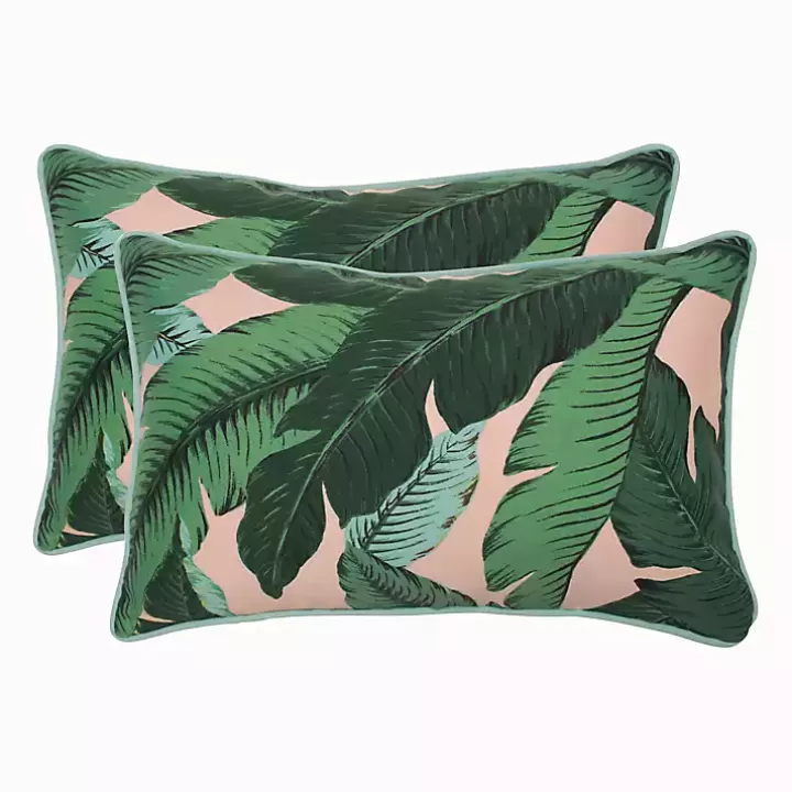 Hot Swaying Palms Outdoor Lumbar Pillows, Set of 2 Outdoor Cushions & Pillows