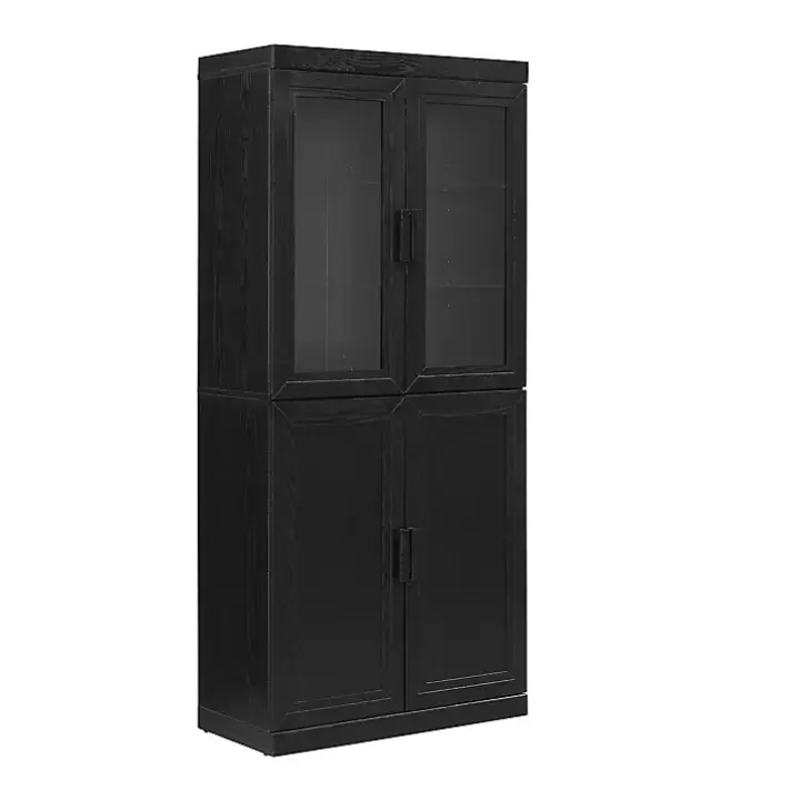 Online Tall Black Wood and 4-Door Storage Cabinet Cabinets & Sideboards