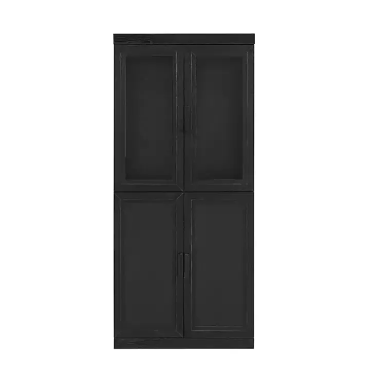 Online Tall Black Wood and 4-Door Storage Cabinet Cabinets & Sideboards