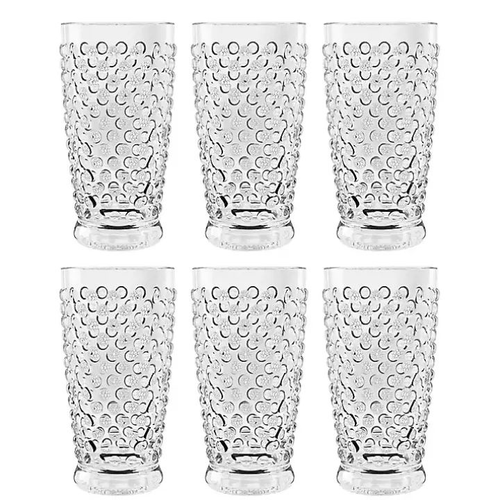 Store Tall Embossed Acrylic Tumblers, Set of 6 Outdoor Dining