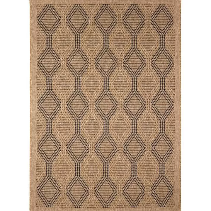 Discount Tan & Black Diamonds Indoor/Outdoor Area Rug, 7x9 Outdoor Rugs