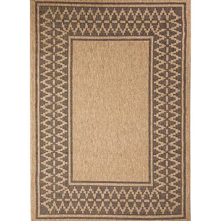 Best Sale Tan & Black Zig Zag Indoor/Outdoor Area Rug, 5x7 Outdoor Rugs