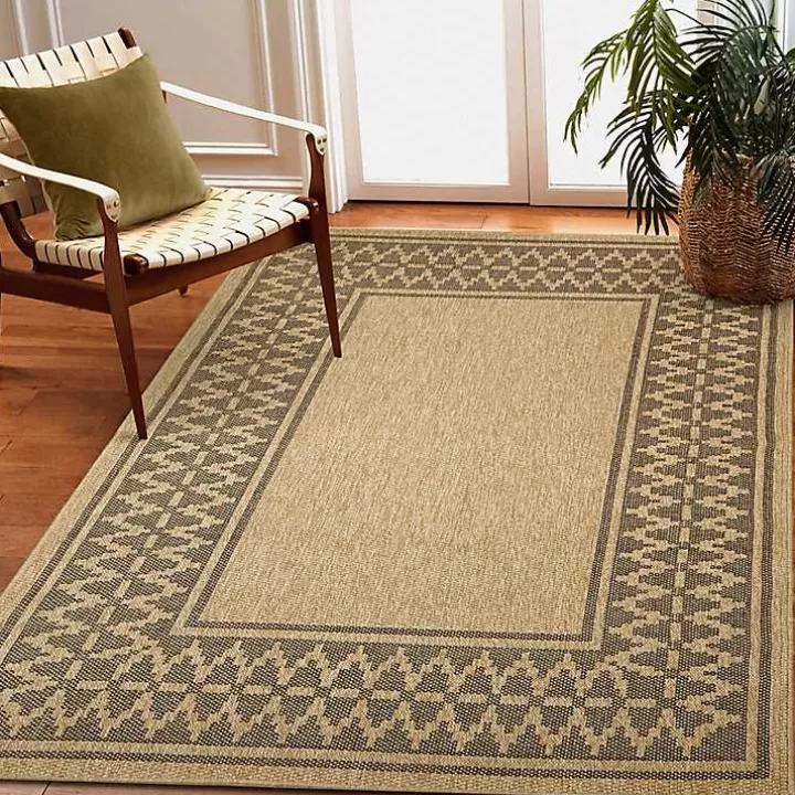 Online Tan & Black Zig Zag Indoor/Outdoor Area Rug, 7x9 Outdoor Rugs