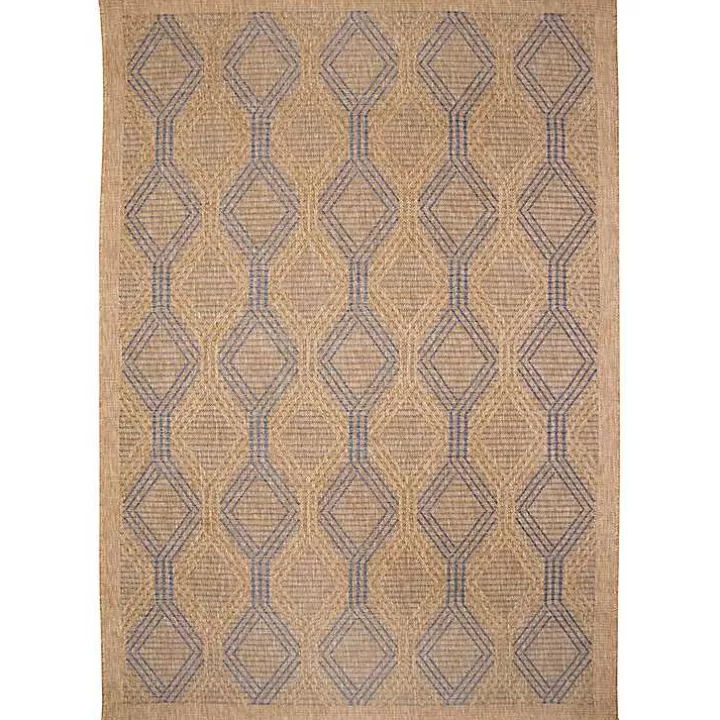 Outlet Tan & Navy Diamonds Indoor/Outdoor Area Rug, 5x7 Outdoor Rugs