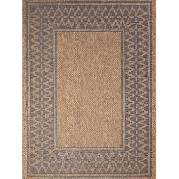 Discount Tan & Navy Zig Zag Indoor/Outdoor Area Rug, 7x9 Outdoor Rugs