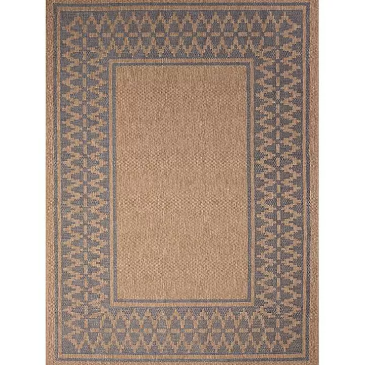 Sale Tan & Navy Zig Zag Indoor/Outdoor Area Rug, 5x7 Outdoor Rugs