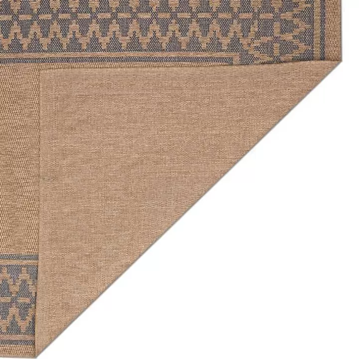 Sale Tan & Navy Zig Zag Indoor/Outdoor Area Rug, 5x7 Outdoor Rugs
