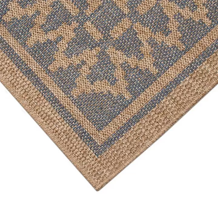 Sale Tan & Navy Zig Zag Indoor/Outdoor Area Rug, 5x7 Outdoor Rugs