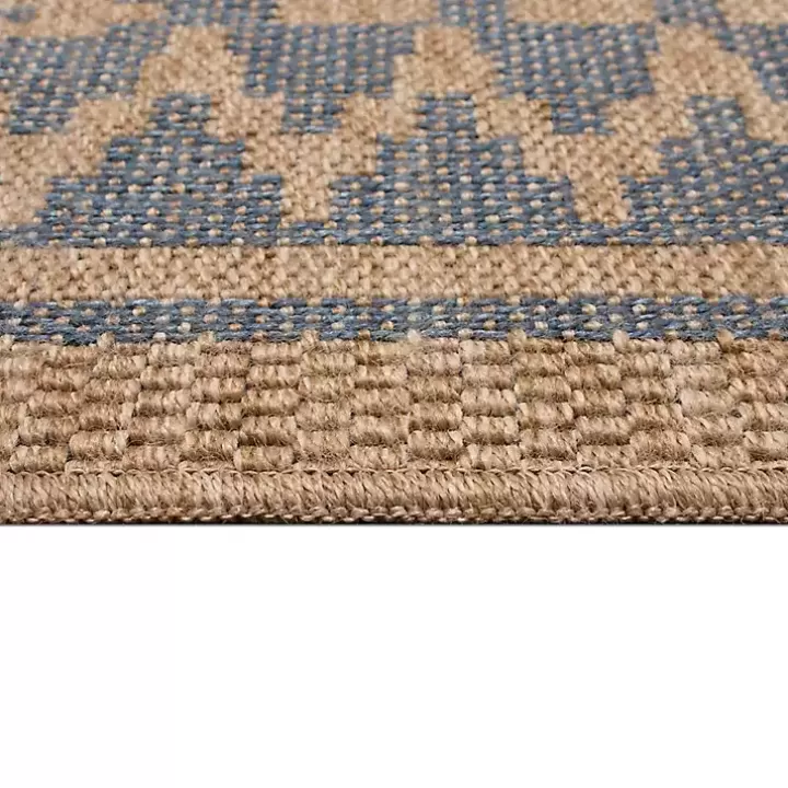 Sale Tan & Navy Zig Zag Indoor/Outdoor Area Rug, 5x7 Outdoor Rugs